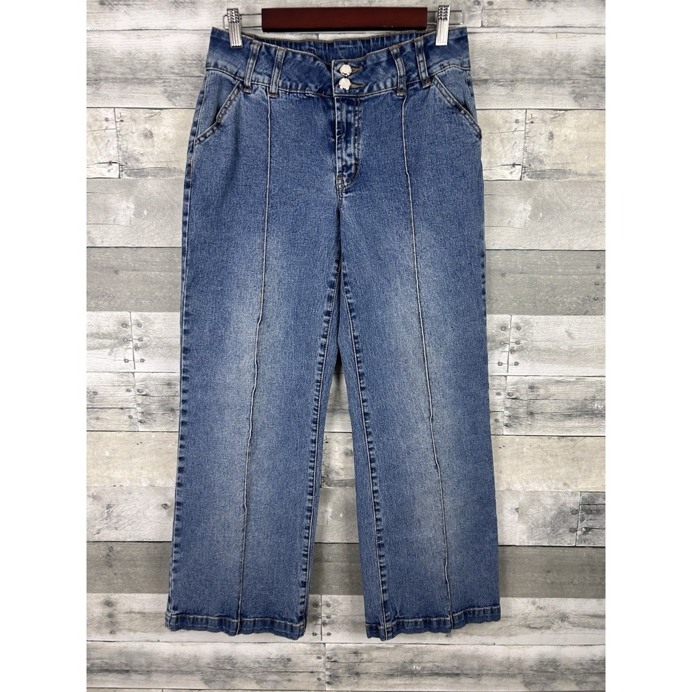 DG2 Diane Gilman Pleated Jeans 8P Wide Leg